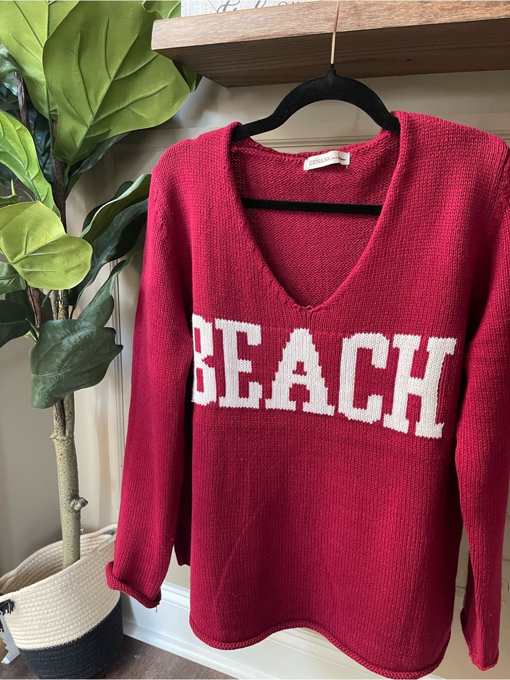 Zenana BEACH V-Neck Sweater - Picture 3 of 3